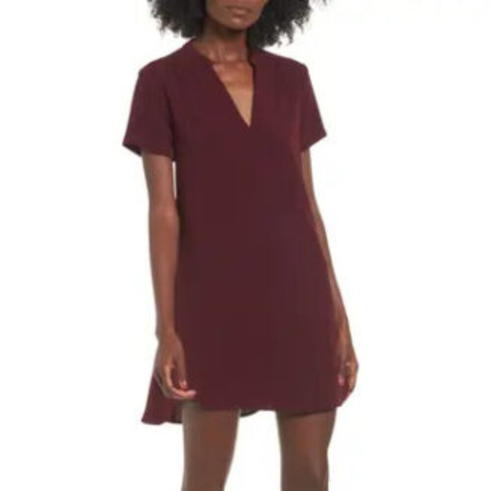 Lush Hailey Crepe Dress in Burgundy